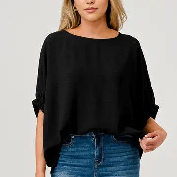 Cuffed Black Blouse