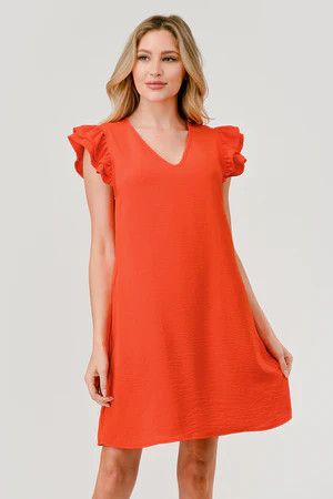 V-Neck Orange Dress