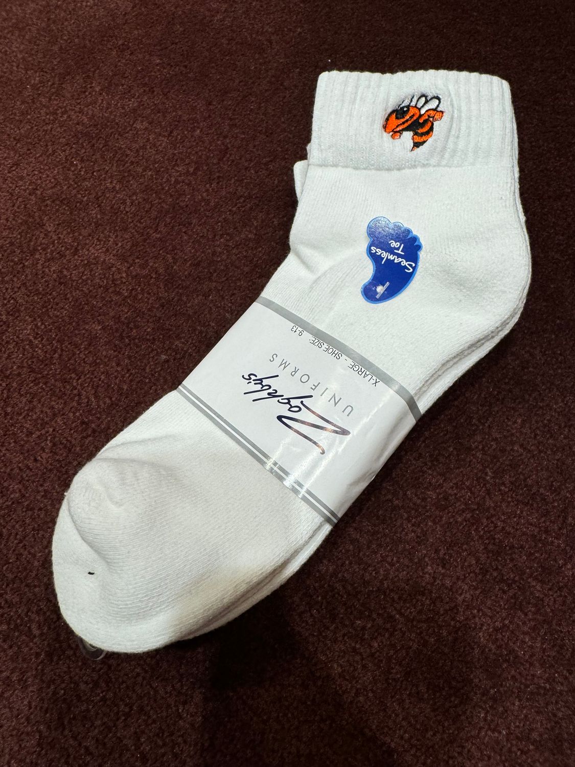 Girls White Yellow Jacket Socks, Size: 6-9
