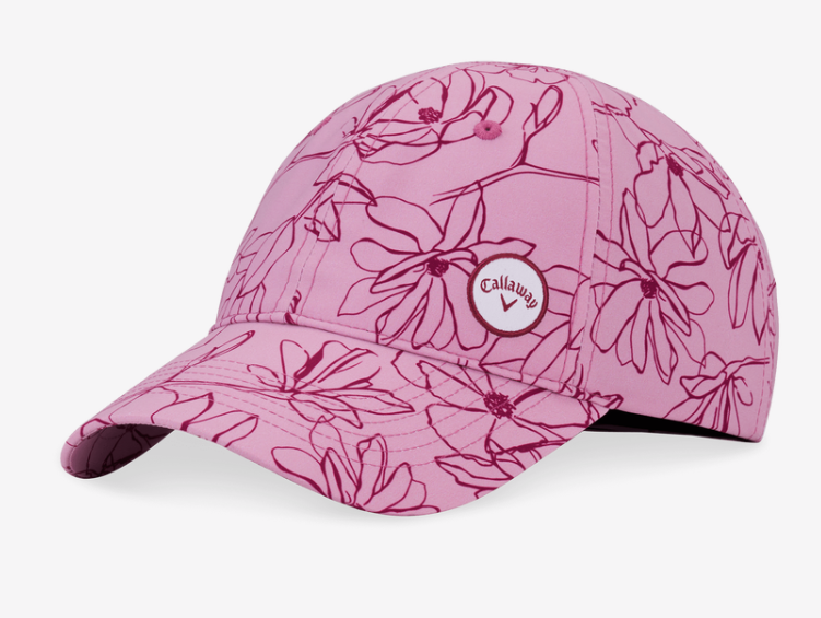 CALLAWAY WOMENS HIGHTAIL ADJUSTABLE HAT RED PLUM BLOSSOM