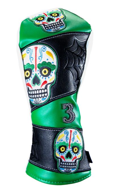 CMC DESIGN SUGAR SKULL  &quot;WEB&quot; GREEN 3 FAIRWAY COVER