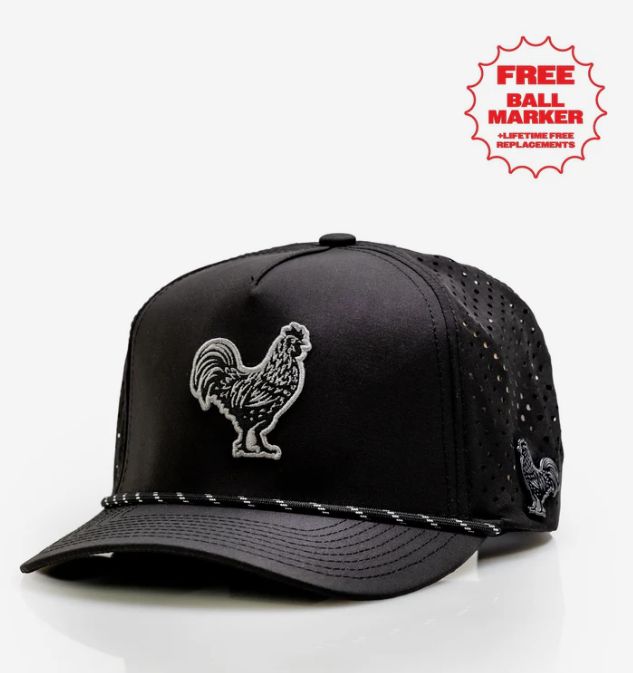 PINS &amp; ACES BLACK "ROOSTER" ROPE HAT
