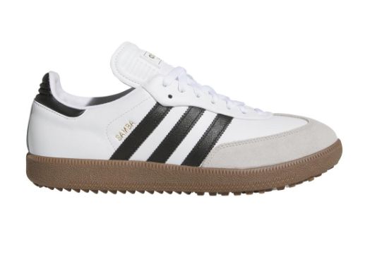 ADIDAS SAMBA SPIKELESS GOLF SHOE WHT/BLK/GUM 10M