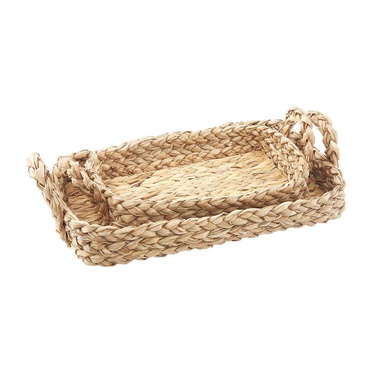 Woven Basket Tray Set