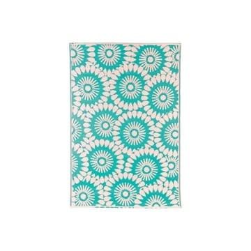 Reversible Weather-Resistant Rug Teal Florals