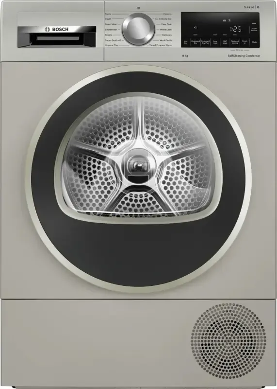 Bosch WQG245S9GB Series 6 9kg Heat Pump Tumble Dryer - Silver Inox