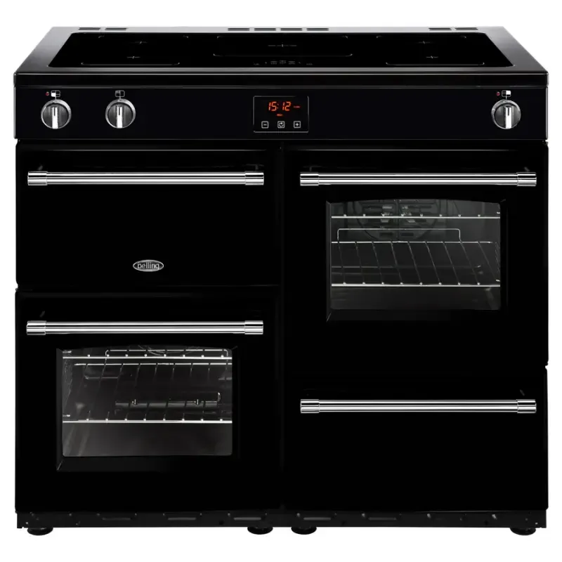 Belling Farmhouse FH100EIBK 100cm Electric Induction Range Cooker-Black