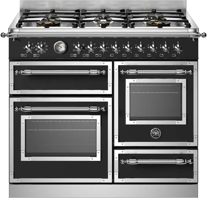 Bertazzoni Heritage HER106L3ENET 100cm Dual Fuel Triple Oven Range Cooker in Nero Matt