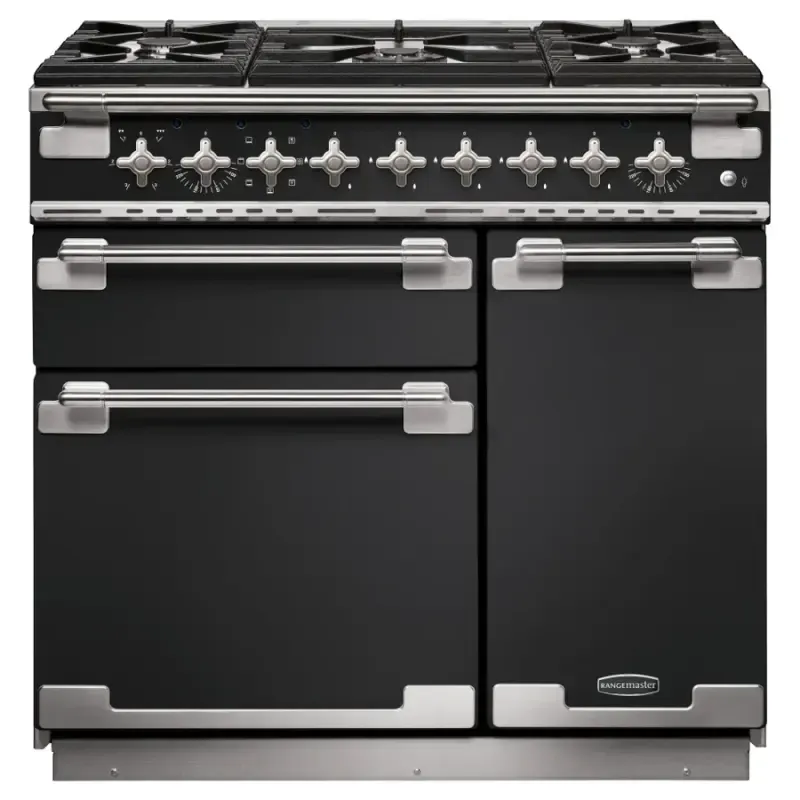 Rangemaster ELS90DFFCB Elise 90cm Dual Fuel Range Cooker - Charcoal Black