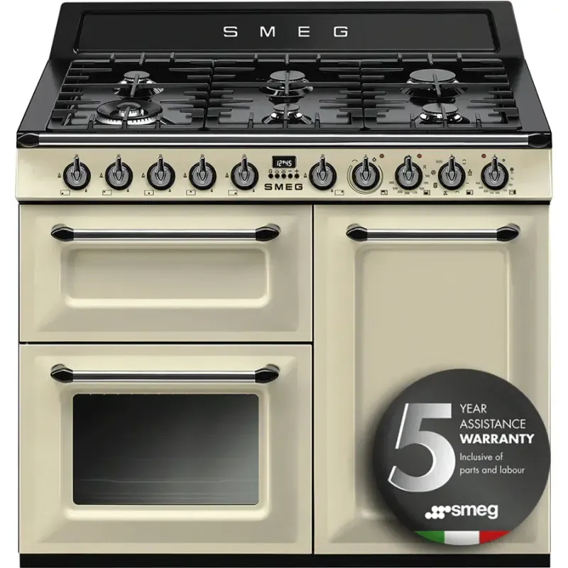 Smeg TR103P 100cm Dual Fuel Victoria Range Cooker - Cream