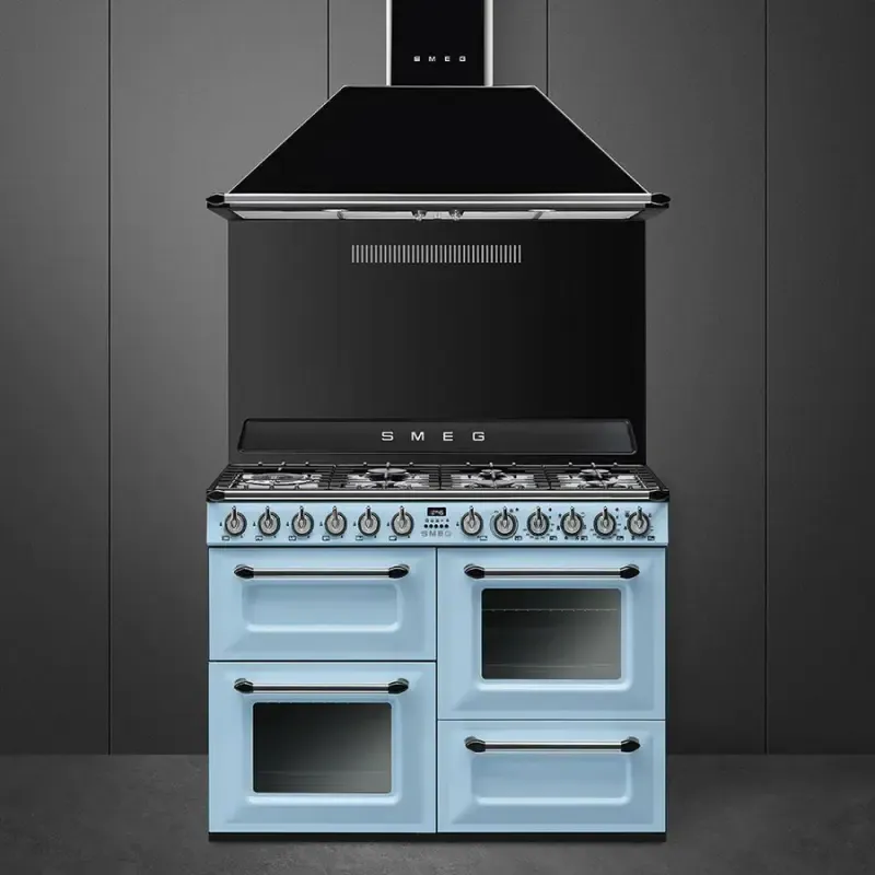 Smeg TR4110AZ Victoria 110cm Dual Fuel Range Cooker, Pastel Blue