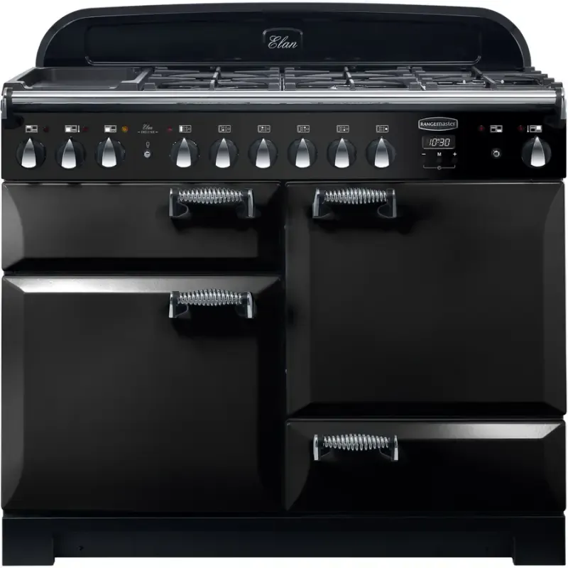 Rangemaster ELA110DFFBL ELAN Deluxe 110cm Dual Fuel Range Cooker Black