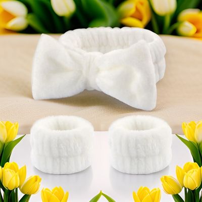 Fascia elastica per capelli con 2 polsini - Bianca