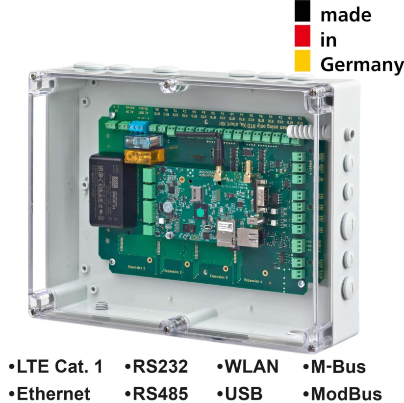 MC100 Gateway SensorBox M-Bus Modbus, 220V, Closed Case, IP65, Quectel EC21-E Cat1 LTE