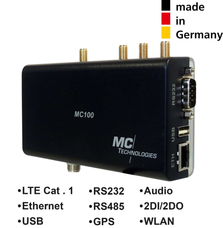 MC100 Gateway Audio LTE CAT1, GPS/WLAN, 1ETH/USB/RS232/RS485, 2DI/2DO
