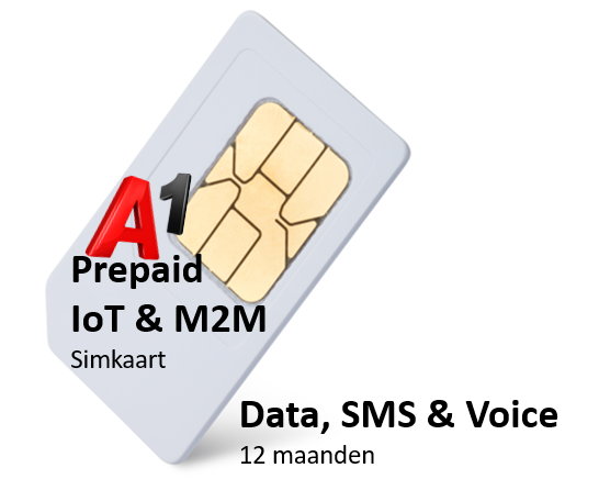 Prepaid - 5MB + 10sms +10min. spraak data bundel - ​ 12 maanden - M2M & IoT SIM-kaarten