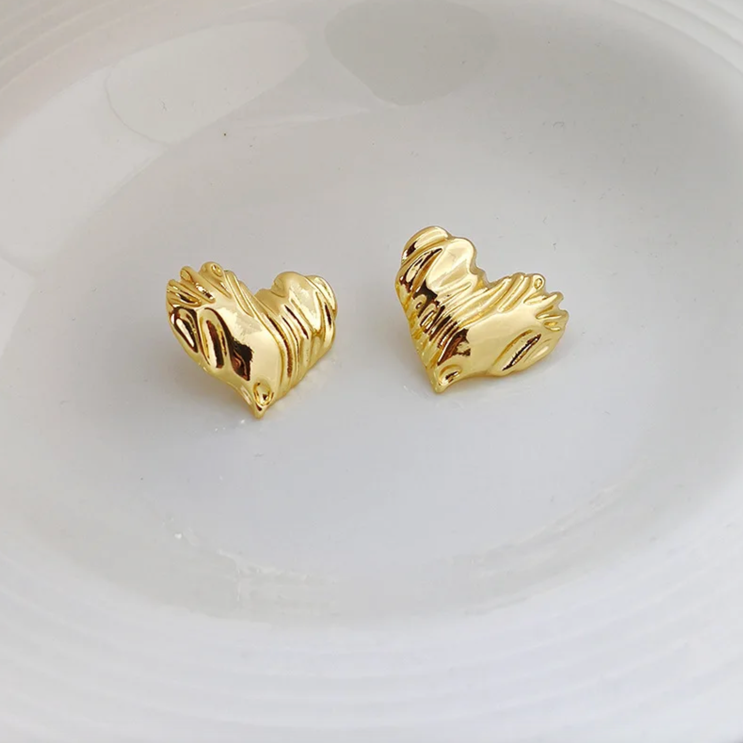 Textured Mini Heart Studs