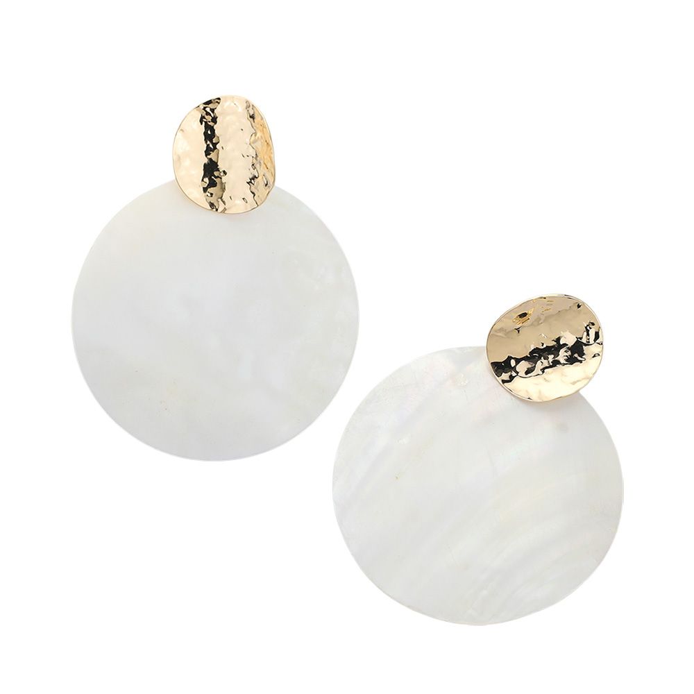 Hammered Disc Mother of Pearl Earrings