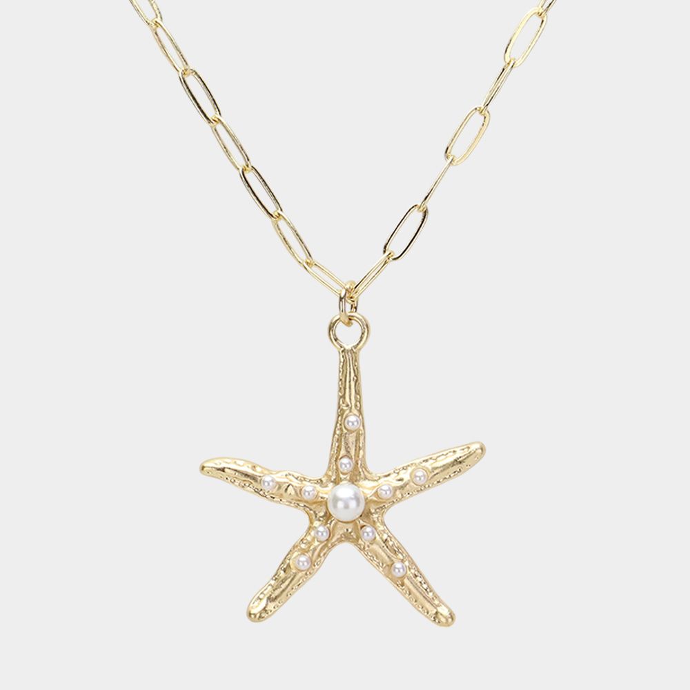 Pearl Starfish Pendant Necklace