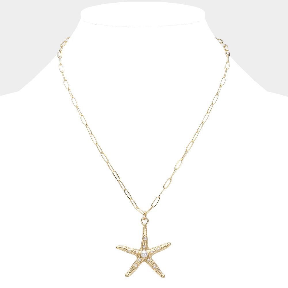 Pearl Starfish Pendant Necklace
