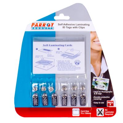 Parrot Laminating Self Adhesive ID Tags and Clips (6)