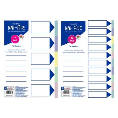Marlin Unifile A4 Pastel Board Dividers