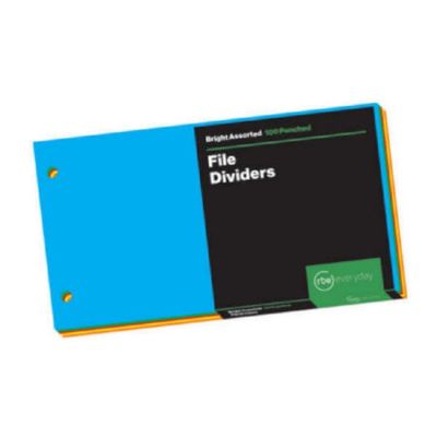 RBE File Dividers - Bright Assorted - 100 Punched