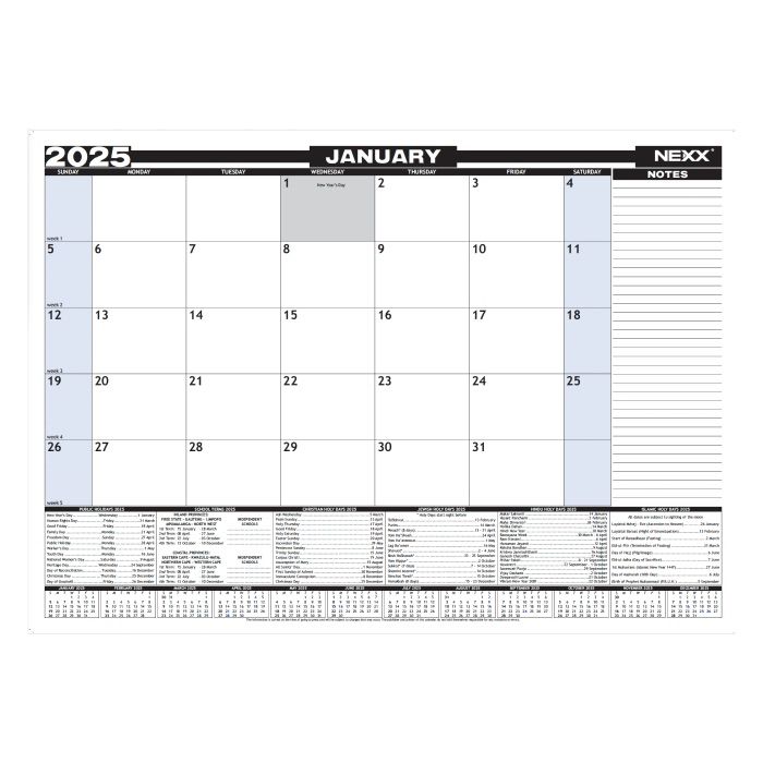 Nexx A2 Desk Calendar - 2025