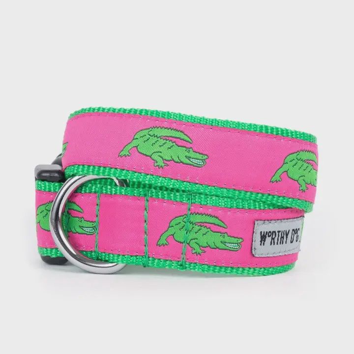 Alligators Dog Collar, Colour: Pink, Size: XS
