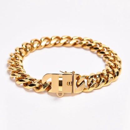 Cuban Link Gold Chain Dog Collar, Size: 17.7"