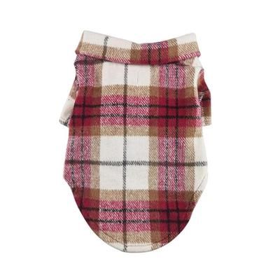 Flannel Dog Shirt Red White Plaid