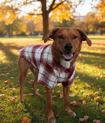 Flannel Dog Shirt Red White Plaid
