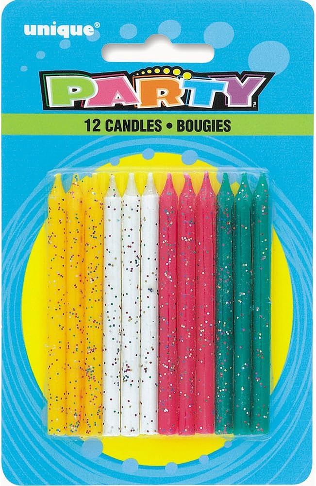 12pcs Glitter Assorted Color Birthday Candles