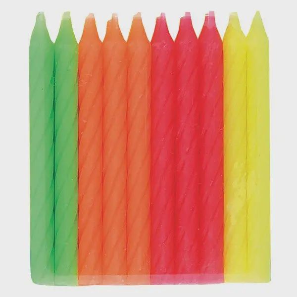 20 Neon Spiral Birthday Candles