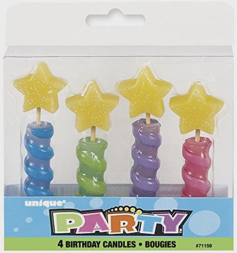 4pcs Star Top Birthday Candles