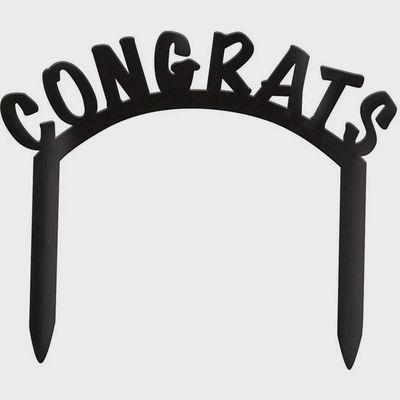 Congrats Cake Topper Black Candle