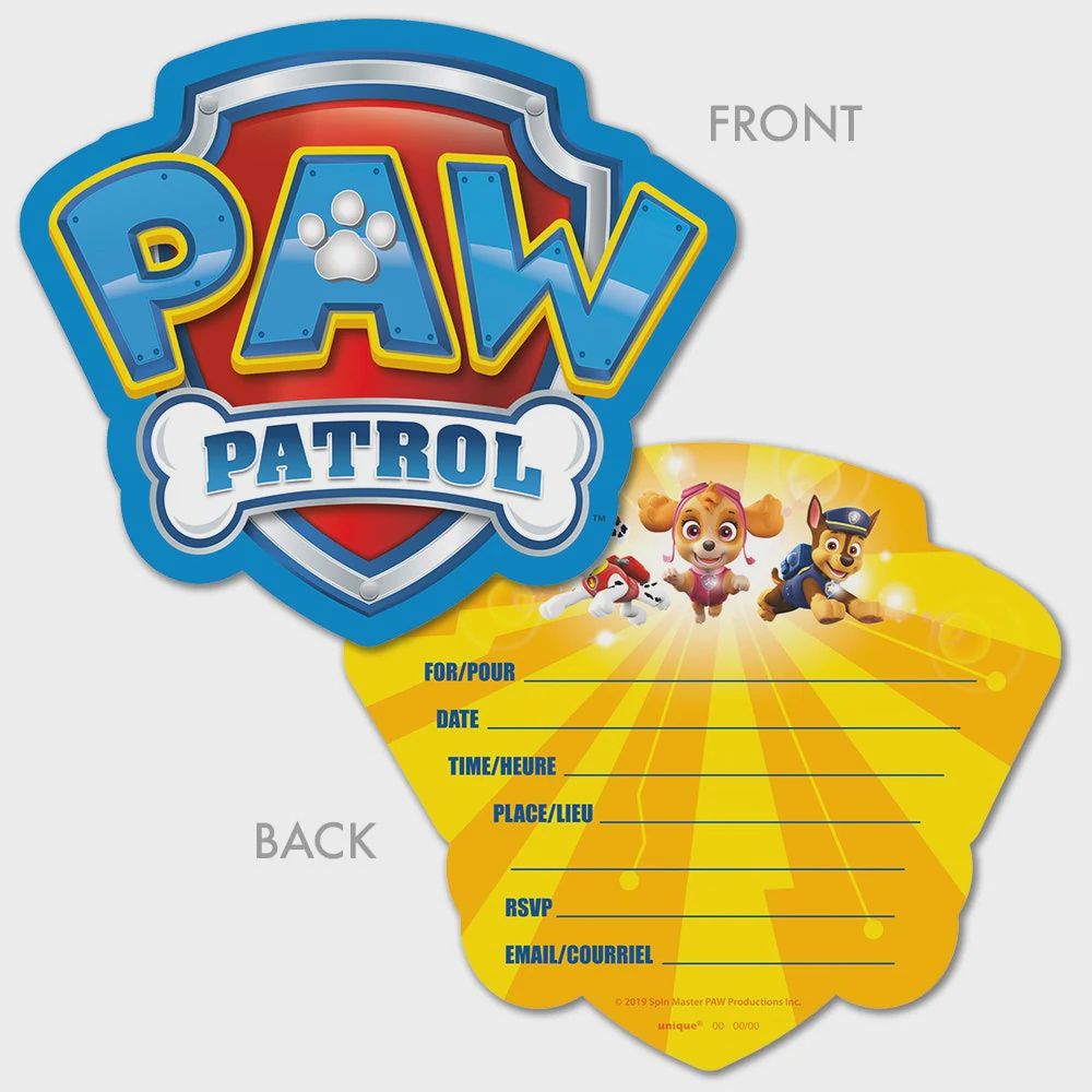 8 PAW PATROL BOY INVITATIONS