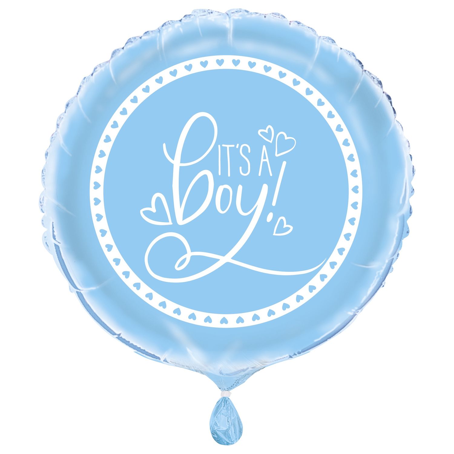 18&quot; Foil Balloon Packaged - Blue Hearts Baby Shower