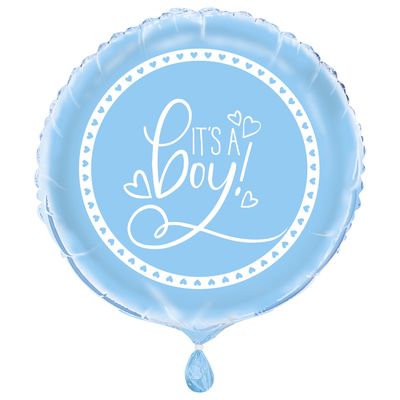 18&quot; Foil Balloon Packaged - Blue Hearts Baby Shower