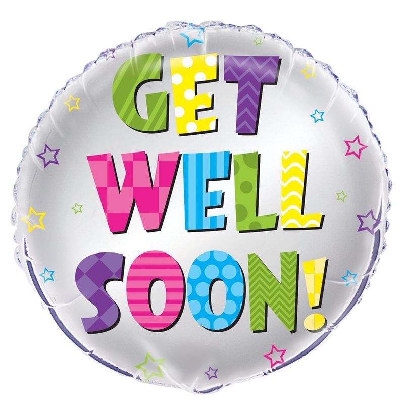 18&quot; Foil Balloon Packaged - Bright Get Well Soon