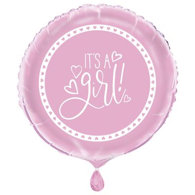 18&quot; Foil Balloon Packaged - Pink Hearts Baby Shower