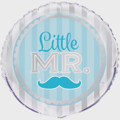 18&quot; Foil Balloon Packaged - Blue Mustache Little Boy
