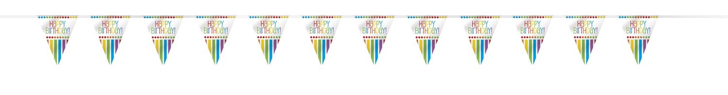 Rainbow Birthday Flag Banner 12 ft.