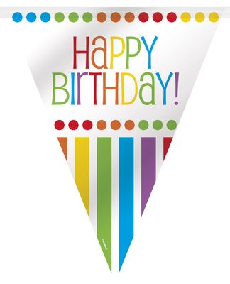 Rainbow Birthday Flag Banner 12 ft.