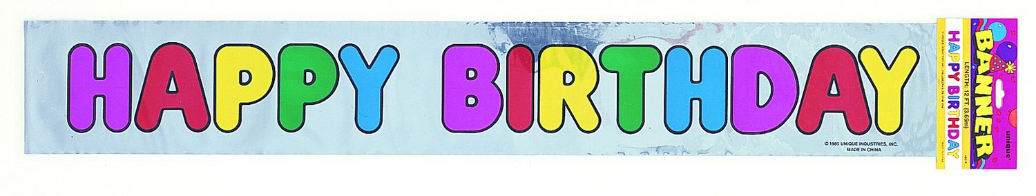 Happy Birthday Foil Banner 12 ft. (long package)