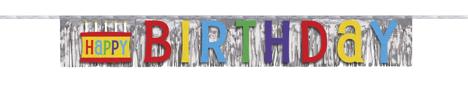 Happy Birthday Foil Fringe Banner 4¾ ft.