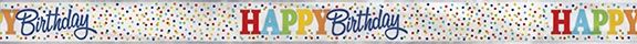 Rainbow Polka Dot Foil Banner 12 ft.