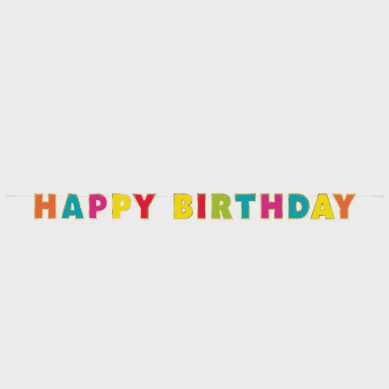 Gold Foil &amp; Rainbow Happy Birthday Banner 7¼ ft.