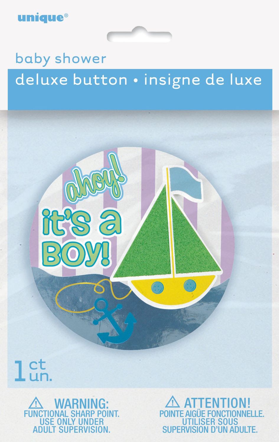 It&#39;s A Boy Sailboat Deluxe Button Badge