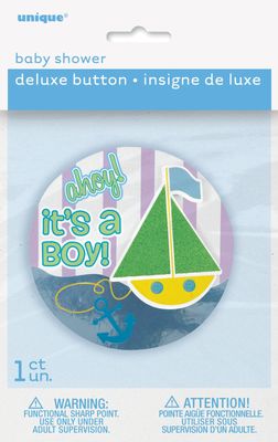 It&#39;s A Boy Sailboat Deluxe Button Badge